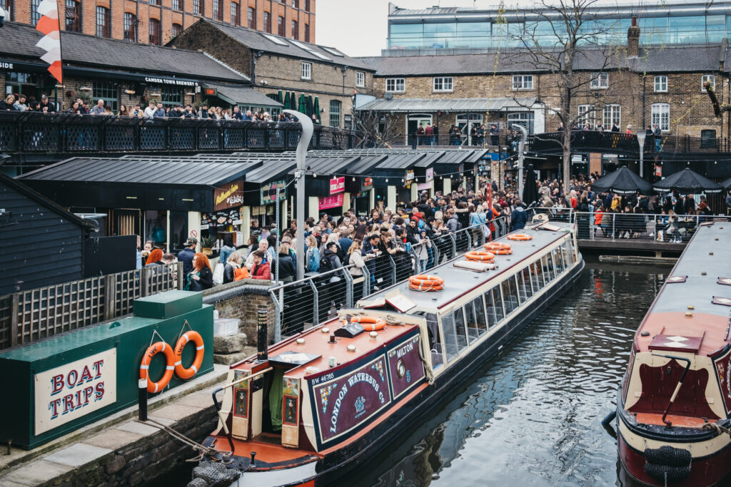 London Markets Camden Market with canel boats
